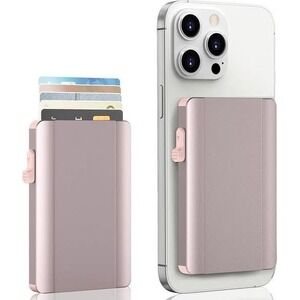 Magnetic Card Holder for iPhone 12 13 14 15 Slim Wallet Pink